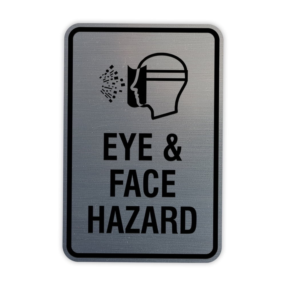 Eye Risk Sign Signs ByLITA Portrait Round Eye & Face Hazard Sign (Brushed Silver ...