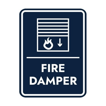 Signs ByLITA Portrait Round Fire Damper Door or Wall Sign Easy Installation | Health And Safety | Building And Danger Sign (Navy Blue / White) - Large