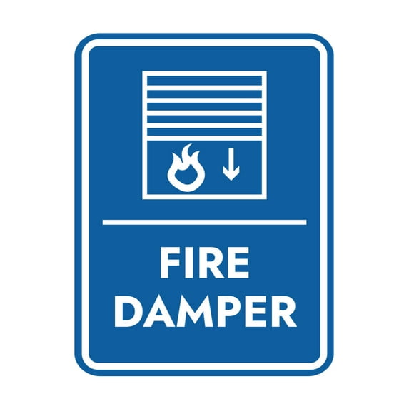Signs ByLITA Portrait Round Fire Damper Door or Wall Sign Easy Installation | Health And Safety | Building And Danger Sign (Blue) - Small