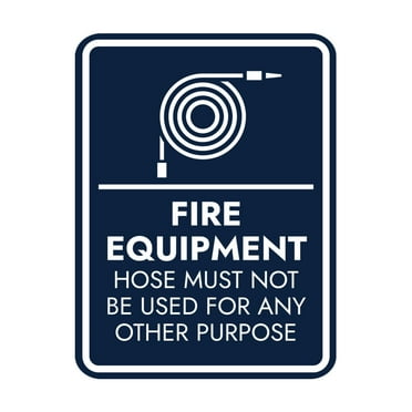 Signs ByLITA Portrait Round Fire Equipment: Hose Must Not Be Used For Any Other Purpose Door or Wall Sign Easy Installation | Health And Safety | Building And Danger Sign (Navy Blue / White) - Large