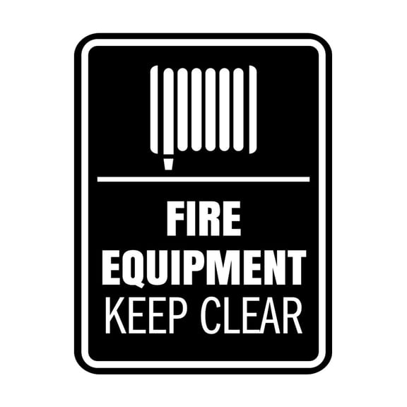 Signs ByLITA Portrait Round Fire Equipment Keep Clear Door or Wall Sign Easy Installation | Health And Safety | Building And Danger Sign (Black) - Small