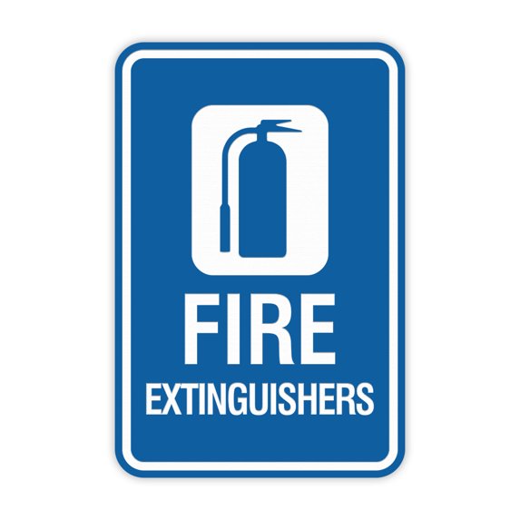 Signs ByLITA Portrait Round Fire Extinguishers Sign (Blue) - Small