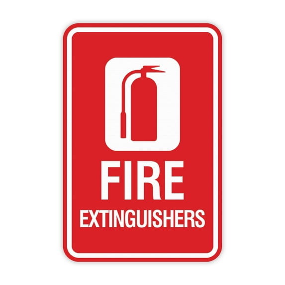 Signs ByLITA Portrait Round Fire Extinguishers Sign (Red) - Small