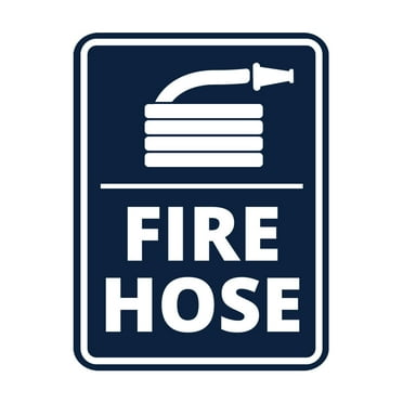 Signs ByLITA Portrait Round Fire Hose Door or Wall Sign Easy Installation | Health And Safety | Building And Danger Sign (Navy Blue / White) - Large