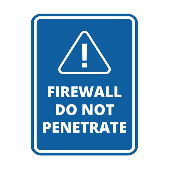 Signs ByLITA Portrait Round Firewall Do Not Penetrate Door or Wall Sign Easy Installation | Health And Safety | Building And Danger Sign (Blue) - Medium
