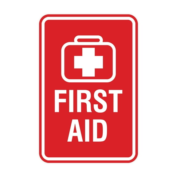 Signs ByLITA Portrait Round First aid Sign (Red) - Large