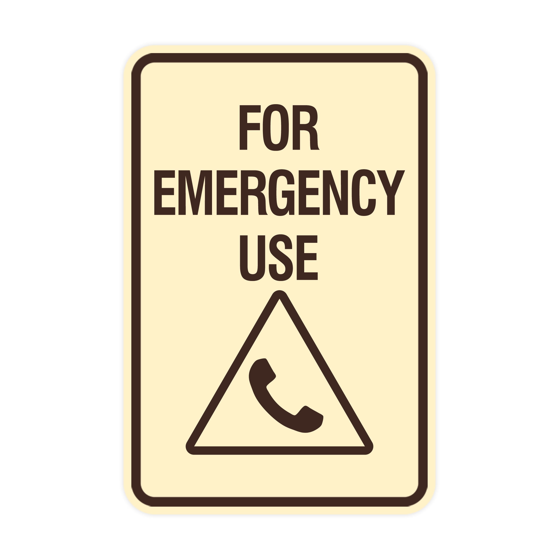 Signs ByLITA Portrait Round For Emergency Use Sign (Ivory/Dark Brown ...