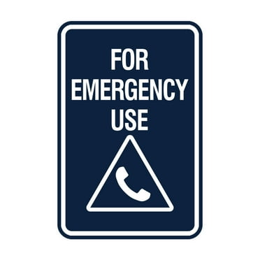 Signs ByLITA Portrait Round For Emergency Use Sign (Navy Blue / White) - Large