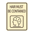thumbnail image 1 of Signs ByLITA Portrait Round Hair Must Be Contained Door or Wall Sign Durable ABS Plastic | Laser Engraved | Easy Installation | Kitchen | Hygiene Sign (Ivory/Dark Brown) - Medium, 1 of 7