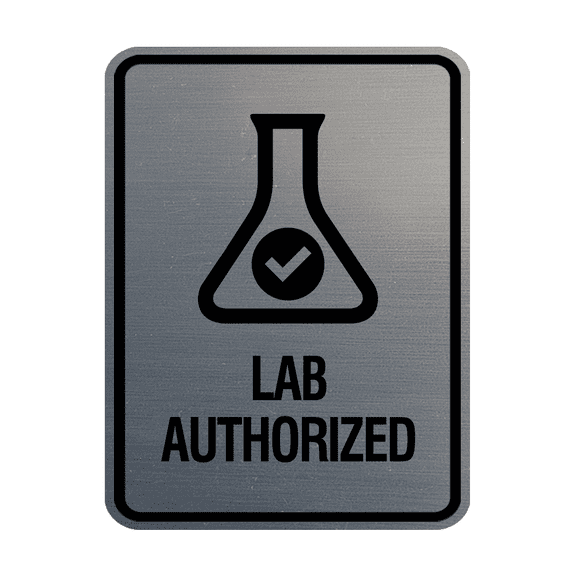 Signs ByLITA Portrait Round Lab Authorized Sign (Brushed Silver) - Small