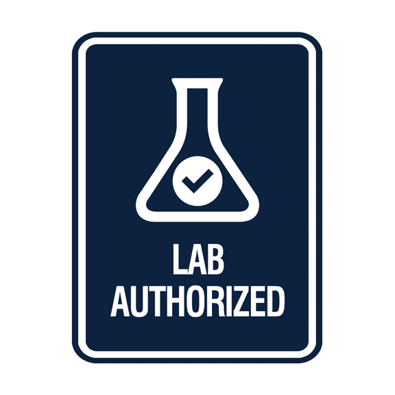 Signs ByLITA Portrait Round Lab Authorized Sign (Navy Blue / White) - Large
