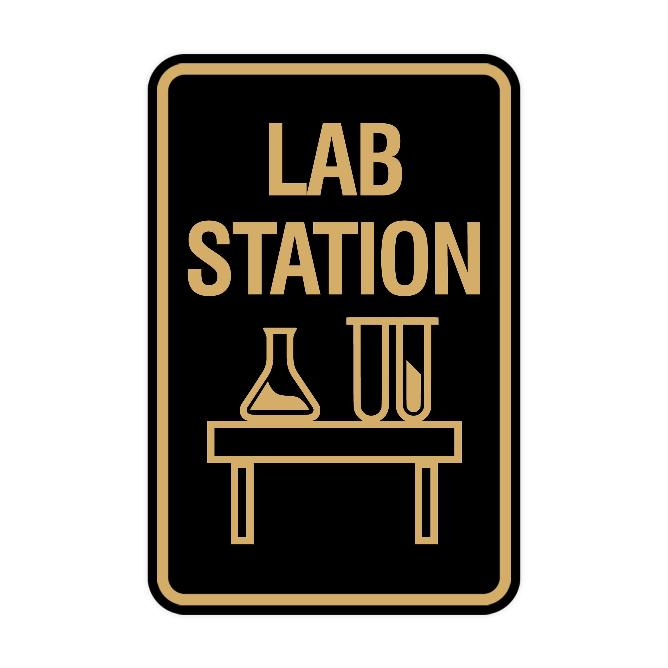 Lab Sign Horizontal Signs ByLITA Portrait Round Lab Station Sign (Black /Gold) - Small ...
