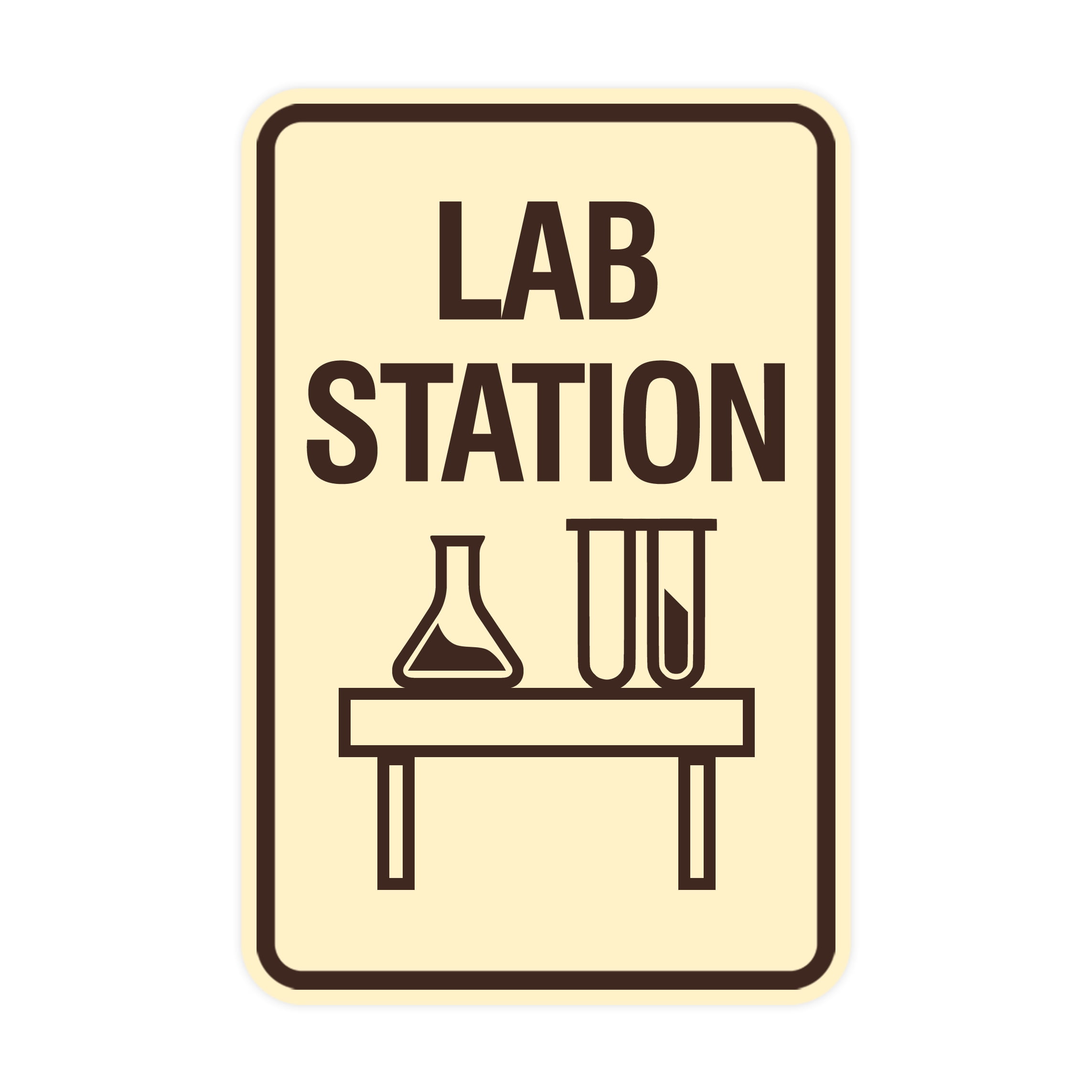 Lab Will Open Sign Signs ByLITA Portrait Round Lab Station Sign (Ivory/Dark Brown) - Small ...