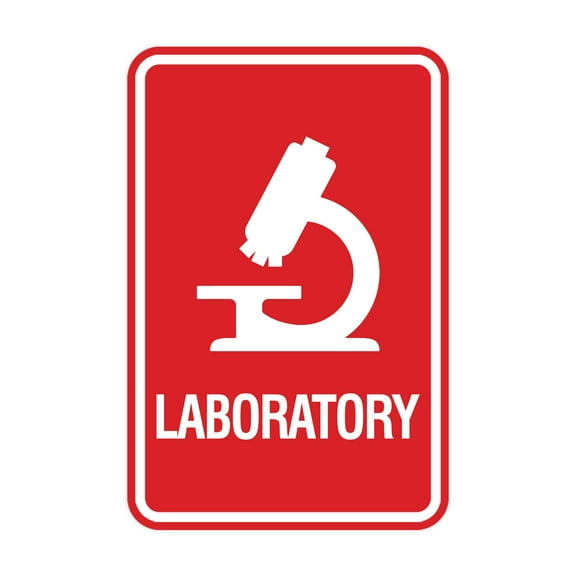 Signs ByLITA Portrait Round Laboratory Sign (Red) - Large
