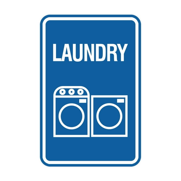 Signs ByLITA Portrait Round Laundry Sign (Blue) - Small