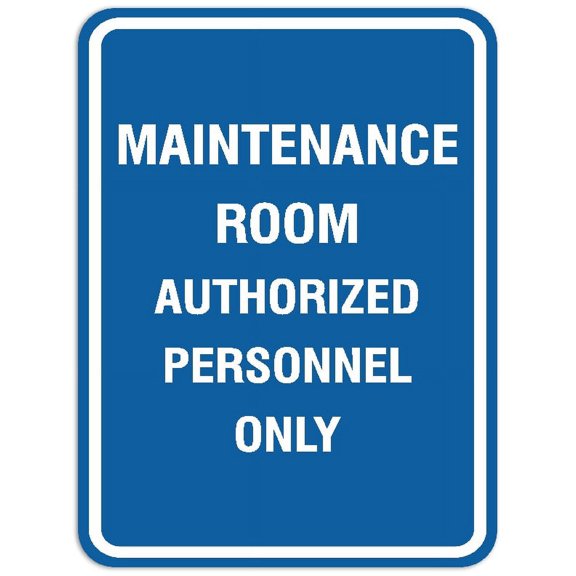 Signs ByLITA Portrait Round Maintenance Room Authorized Personnel Only Sign - Laser-Engraved Lettering | Durable ABS Plastic | Vibrant Colors | Powerful Foam Tape (Blue) - Small