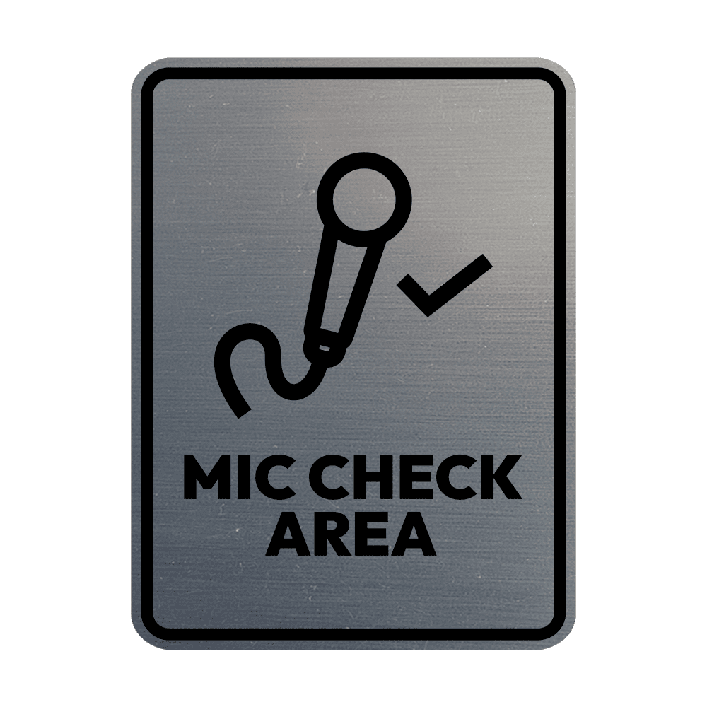 Signs ByLITA Portrait Round Mic Check Area Door or Wall Sign Easy ...