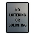 thumbnail image 1 of Signs ByLITA Portrait Round No Loitering or Soliciting ABS Plastic | Laser Engraved | Easy Installation | Elegant Design Sign (Brushed Silver) - Small, 1 of 7