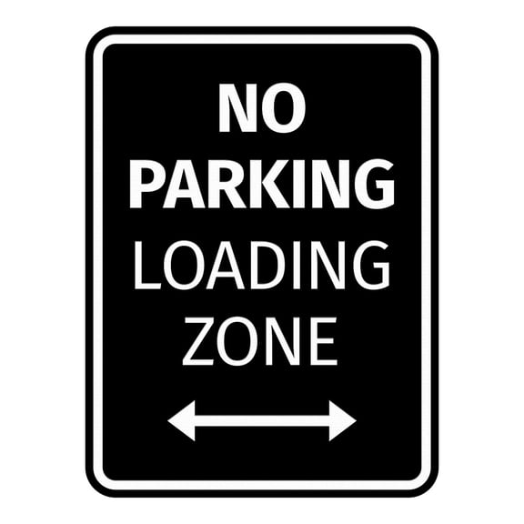 Signs ByLITA Portrait Round No Parking Loading Zone ABS Plastic | Laser Engraved | Easy Installation | Elegant Design Sign (Black) - Small
