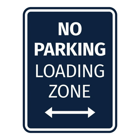 Signs ByLITA Portrait Round No Parking Loading Zone ABS Plastic | Laser Engraved | Easy Installation | Elegant Design Sign (Navy Blue / White) - Small