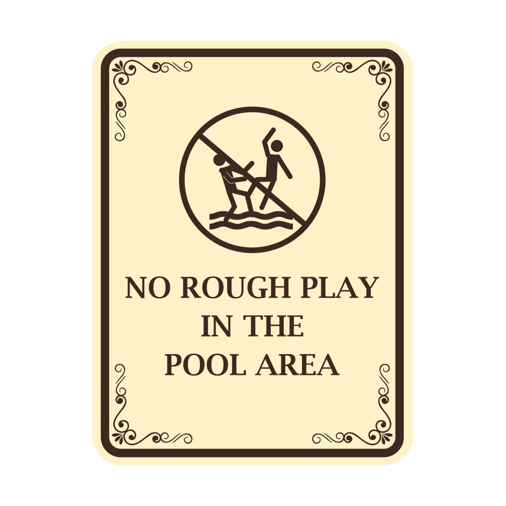 No Rough Sleeper Sign Signs ByLITA Portrait Round No Rough Play in the Pool Area Door or Wall ...