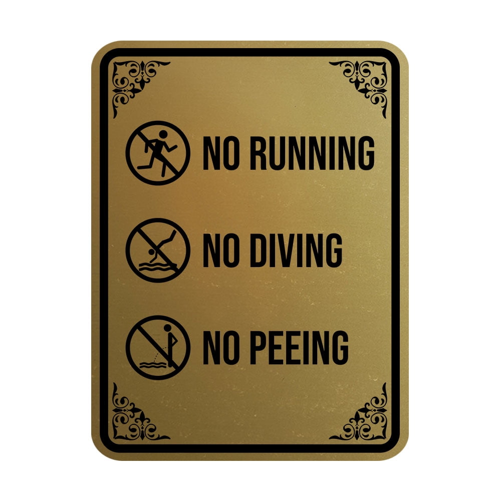 Signs ByLITA Portrait Round No Running, No Diving, No Peeing Door or ...
