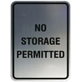 thumbnail image 1 of Signs ByLITA Portrait Round No Storage Permitted Sign - Laser-Engraved Lettering | Durable ABS Plastic | Vibrant Colors | Powerful Foam Tape (Brushed Silver) - Medium, 1 of 2
