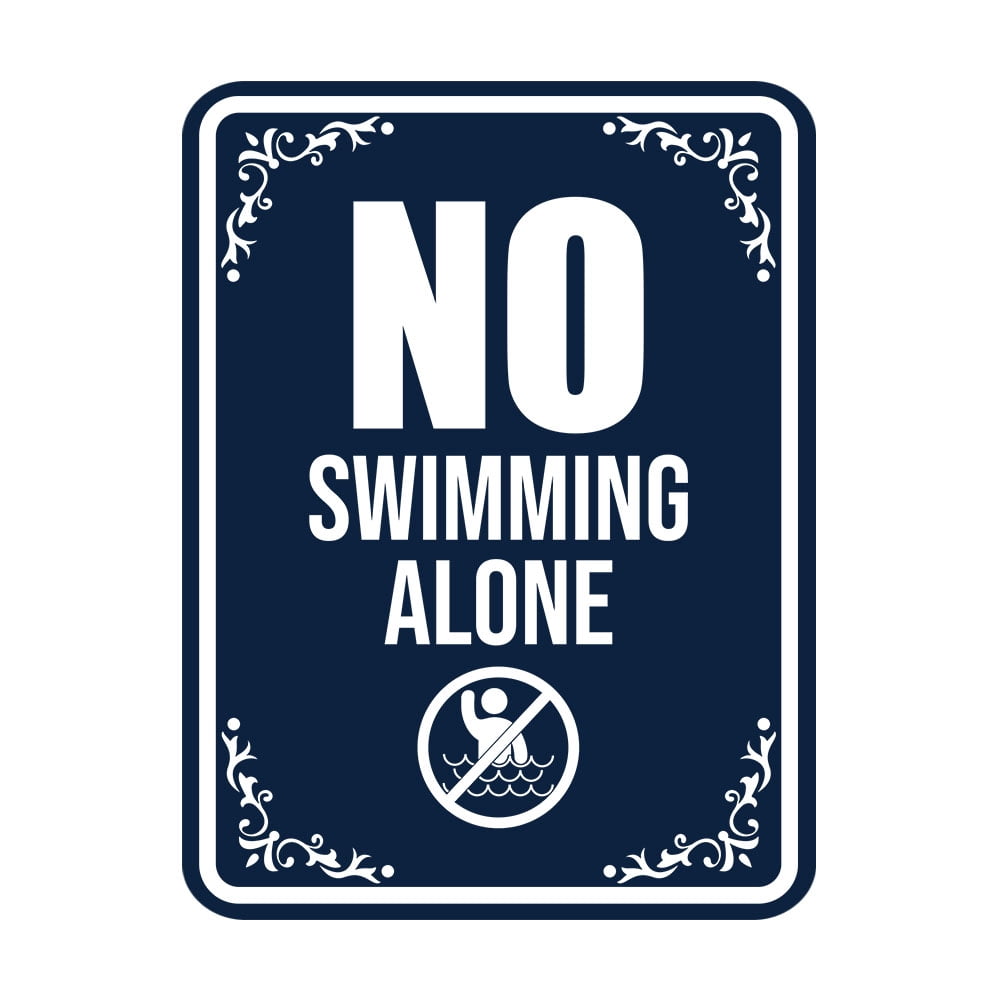 Signs ByLITA Portrait Round No Swimming Alone Door or Wall Sign Durable ...