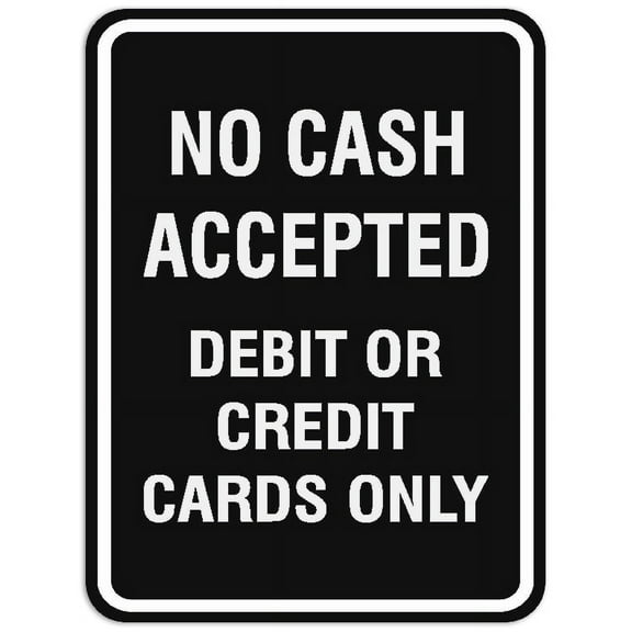Signs ByLITA Portrait Round No cash accepted debit or credit cards only Sign - Laser-Engraved Lettering | Durable ABS Plastic | Vibrant Colors | Powerful Foam Tape (Black) - Small