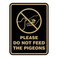 thumbnail image 1 of Signs ByLITA Portrait Round Please Do Not Feed the Pigeons ABS Plastic | Laser Engraved | Easy Installation | Elegant Design Sign (Black Gold) - Large, 1 of 7