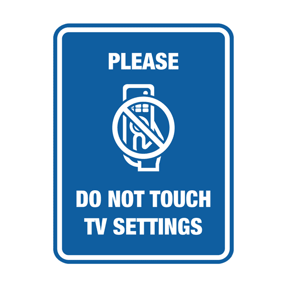 Signs ByLITA Portrait Round Please Do Not Touch TV Settings ABS Plastic | Laser Engraved | Easy Installation | Elegant Design Sign (Blue) - Medium