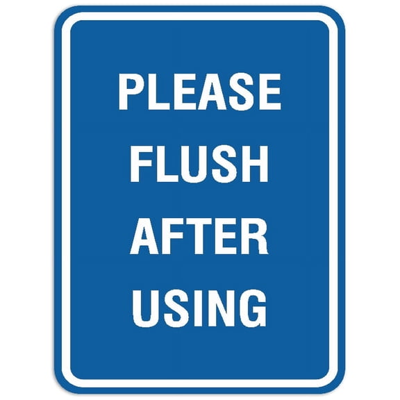 Signs ByLITA Portrait Round Please Flush After Use Sign - Laser-Engraved Lettering | Durable ABS Plastic | Vibrant Colors | Powerful Foam Tape (Blue) - Medium