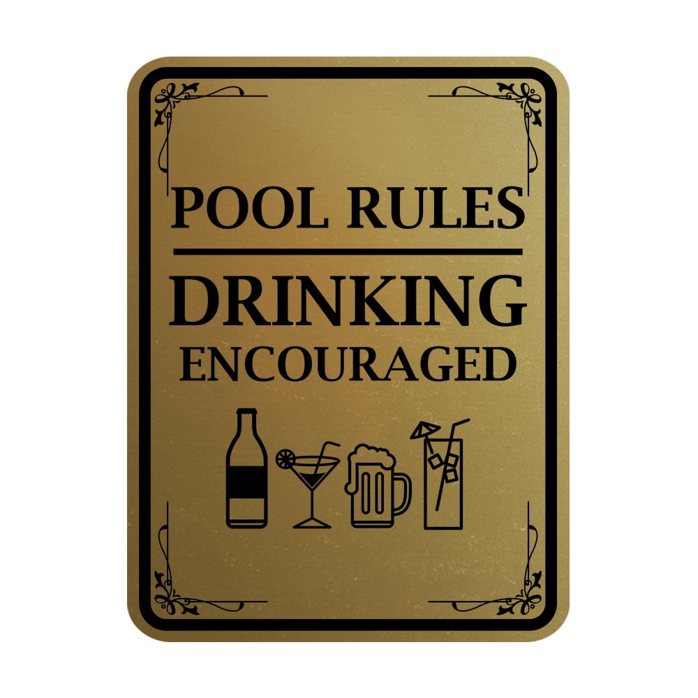 Signs ByLITA Portrait Round Pool Rules: Drinking Encouraged Door or ...