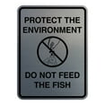 thumbnail image 1 of Signs ByLITA Portrait Round Protect The Environment, Do Not Feed the Fish ABS Plastic | Laser Engraved | Easy Installation | Elegant Design Sign (Brushed Silver) - Small, 1 of 7
