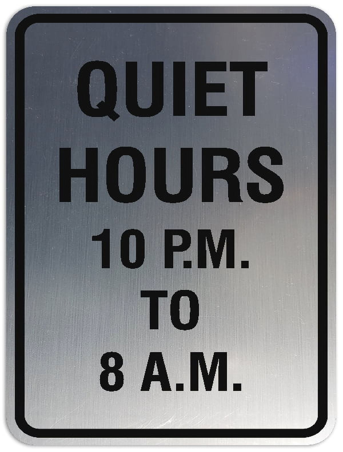 Signs ByLITA Portrait Round Quiet Hours 10pm to 8am Sign - Laser ...