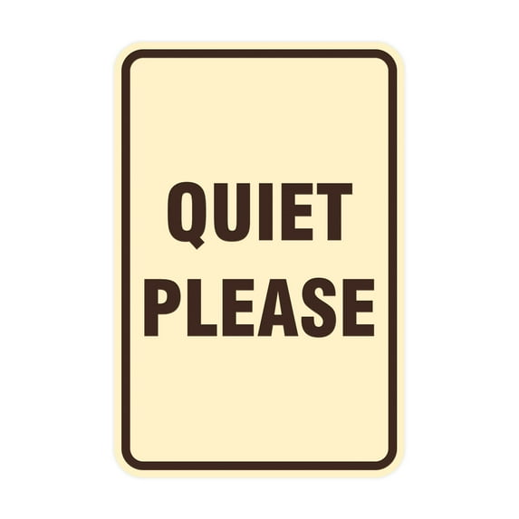 Signs ByLITA Portrait Round Quiet Please Sign (Ivory/Dark Brown) - Medium