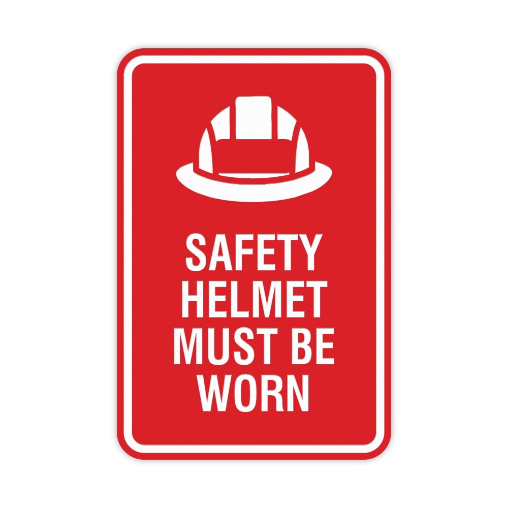 Signs ByLITA Portrait Round Safety helmet must be worn Sign (Red ...