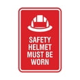 thumbnail image 1 of Signs ByLITA Portrait Round Safety helmet must be worn Sign (Red) - Medium, 1 of 5