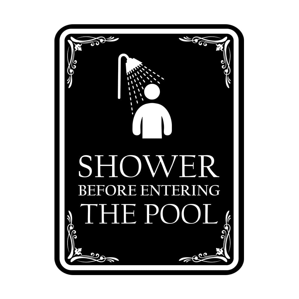 Signs ByLITA Portrait Round Shower Before Entering the Pool Door or