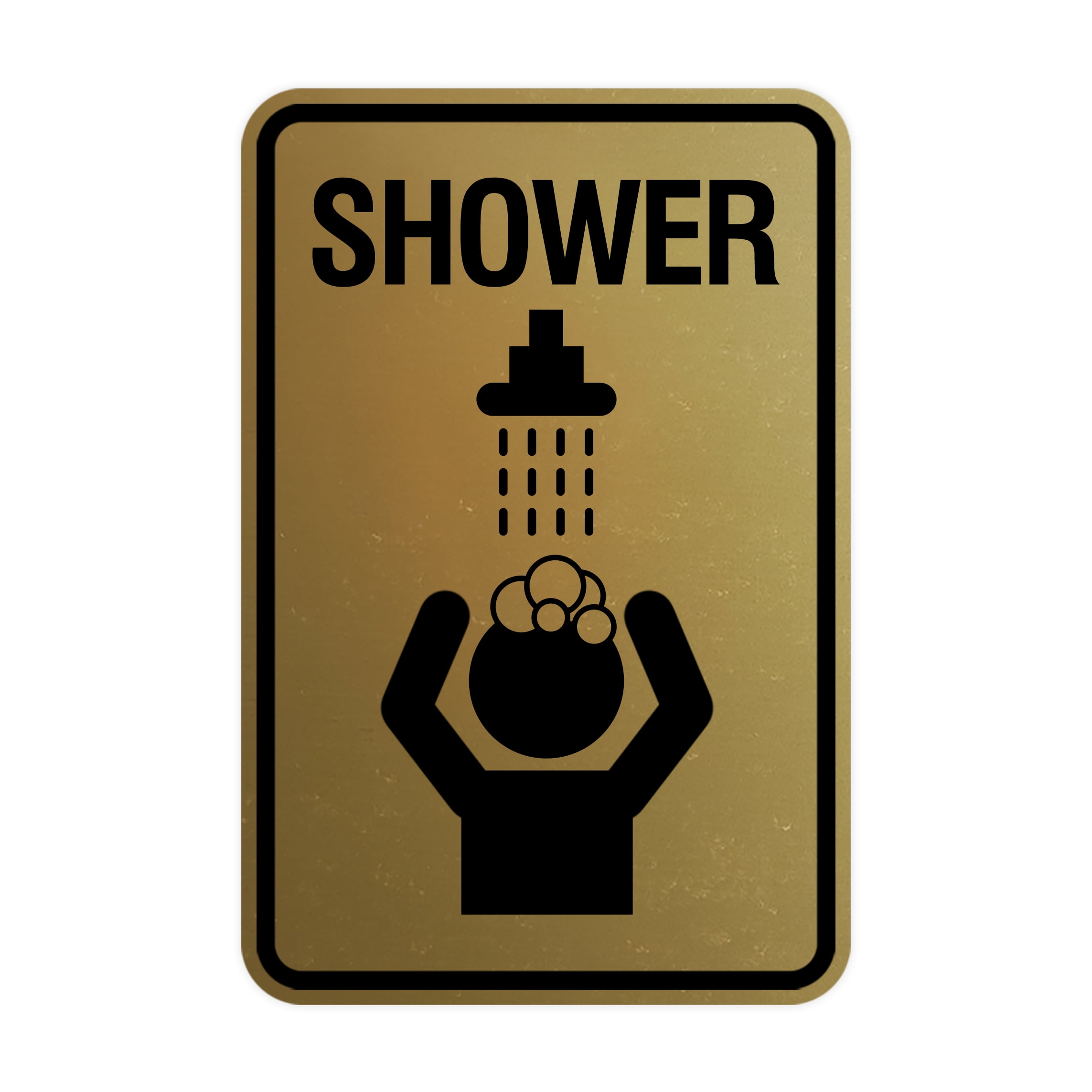 Signs ByLITA Portrait Round Shower (Single) Sign (Brushed Gold ...