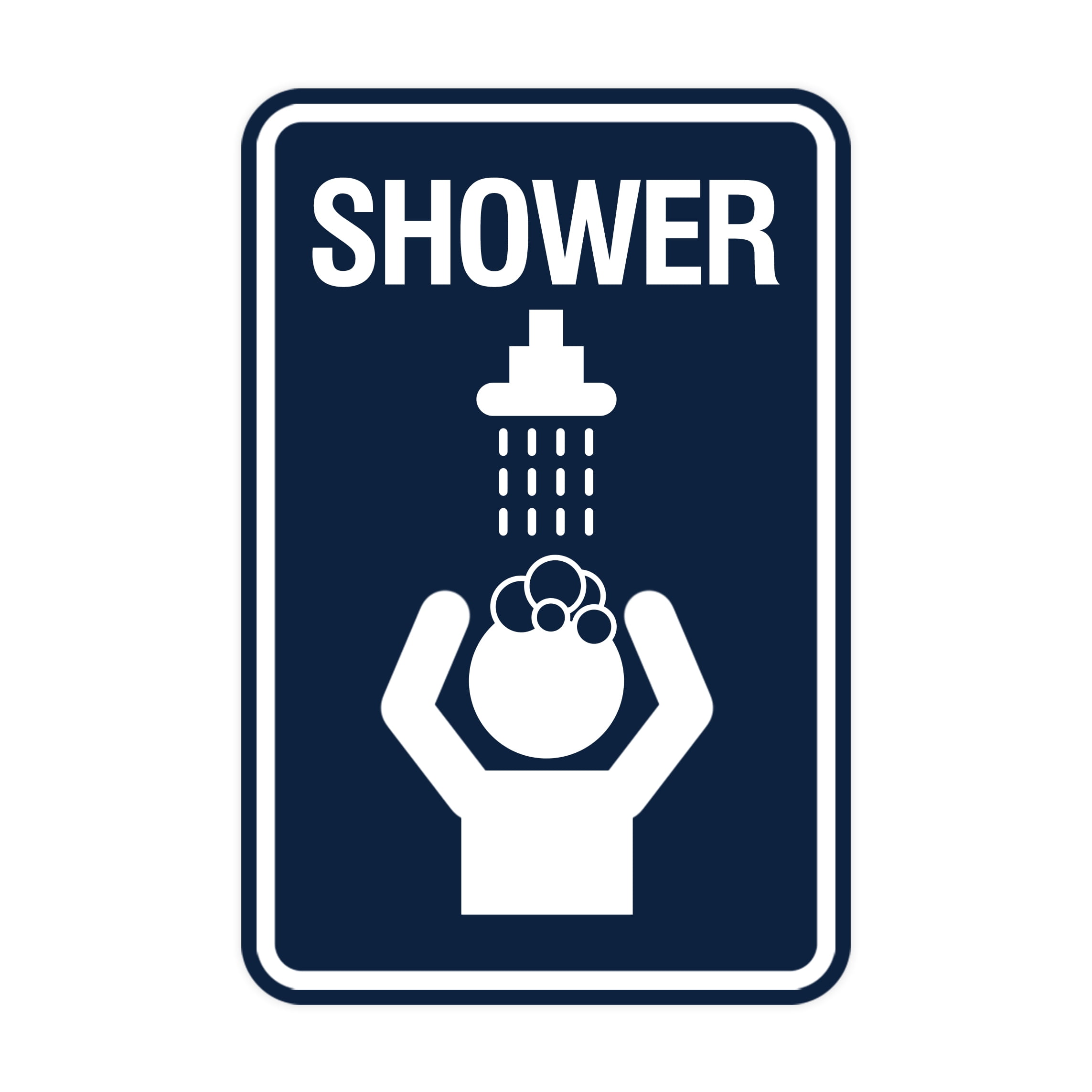 Signs ByLITA Portrait Round Shower (Single) Sign (Navy Blue / White ...