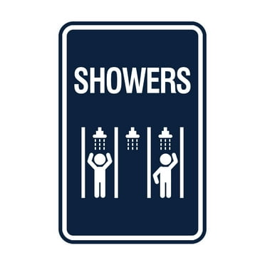 Signs ByLITA Portrait Round Showers (Multiple) Sign (Navy Blue / White) - Large