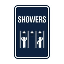 Signs ByLITA Portrait Round Showers (Multiple) Sign (Navy Blue / White) - Large