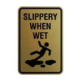 thumbnail image 1 of Signs ByLITA Portrait Round Slippery When Wet Sign (Brushed Gold) - Large, 1 of 7