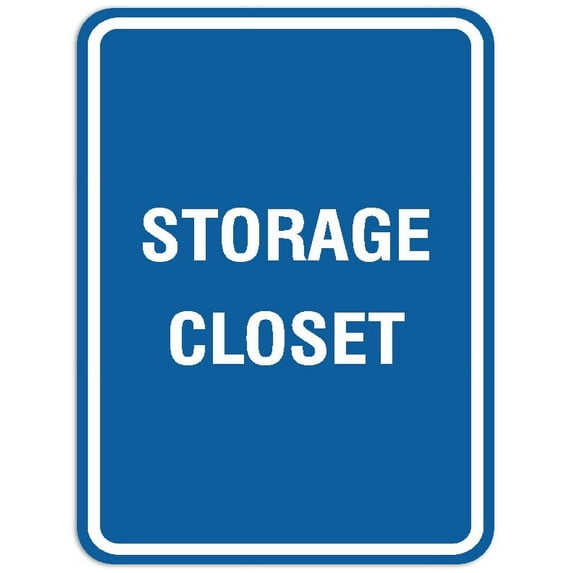 Signs ByLITA Portrait Round Storage Closet Sign - Laser-Engraved Lettering | Durable ABS Plastic | Vibrant Colors | Powerful Foam Tape (Blue) - Small