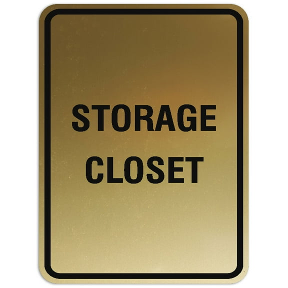 Signs ByLITA Portrait Round Storage Closet Sign - Laser-Engraved Lettering | Durable ABS Plastic | Vibrant Colors | Powerful Foam Tape (Brushed Gold) - Small