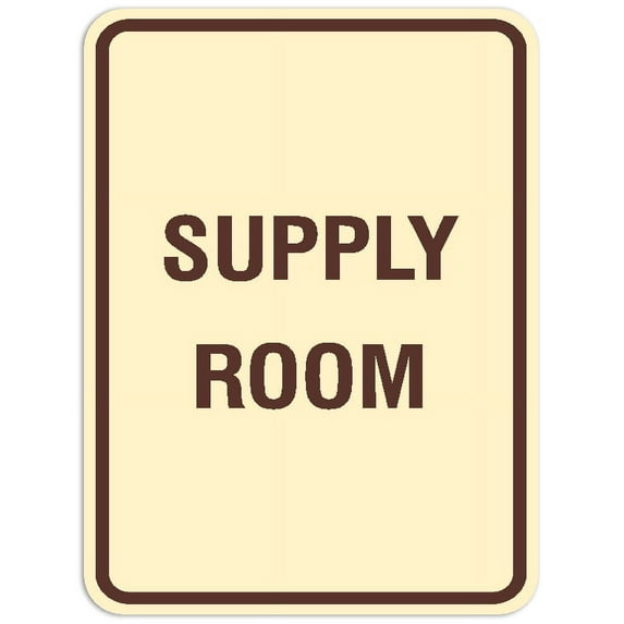 Signs ByLITA Portrait Round Supply Room Sign - Laser-Engraved Lettering | Durable ABS Plastic | Vibrant Colors | Powerful Foam Tape (Ivory/Dark Brown) - Medium