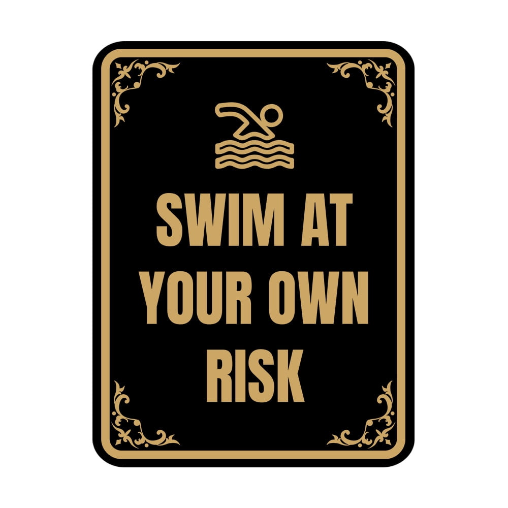 Signs ByLITA Portrait Round Swim At your own risk Door or Wall Sign ...