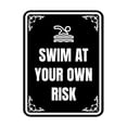 thumbnail image 1 of Signs ByLITA Portrait Round Swim At your own risk Door or Wall Sign Durable ABS Plastic | Laser Engraved | Easy Installation | Elegant Design | Pool Safety Sign (Black) - Medium, 1 of 8