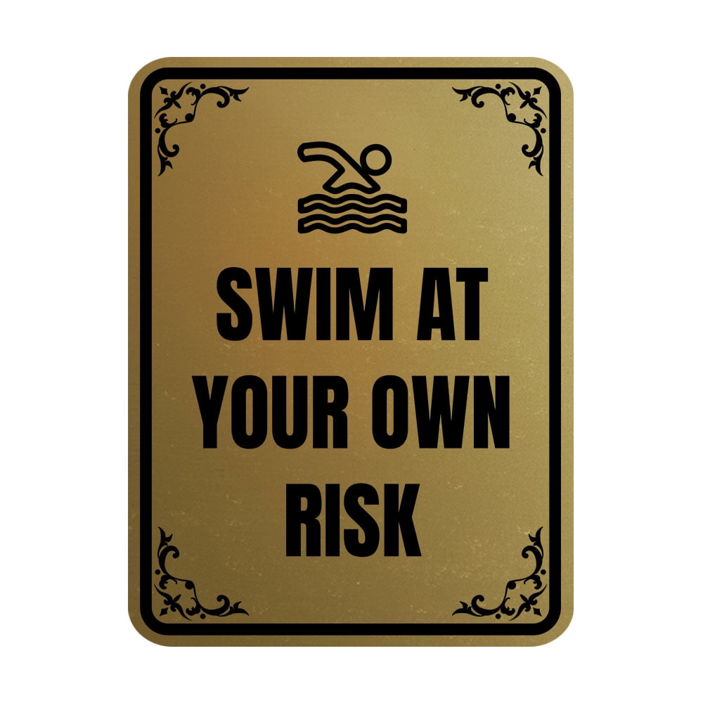 Signs ByLITA Portrait Round Swim At your own risk Door or Wall Sign ...